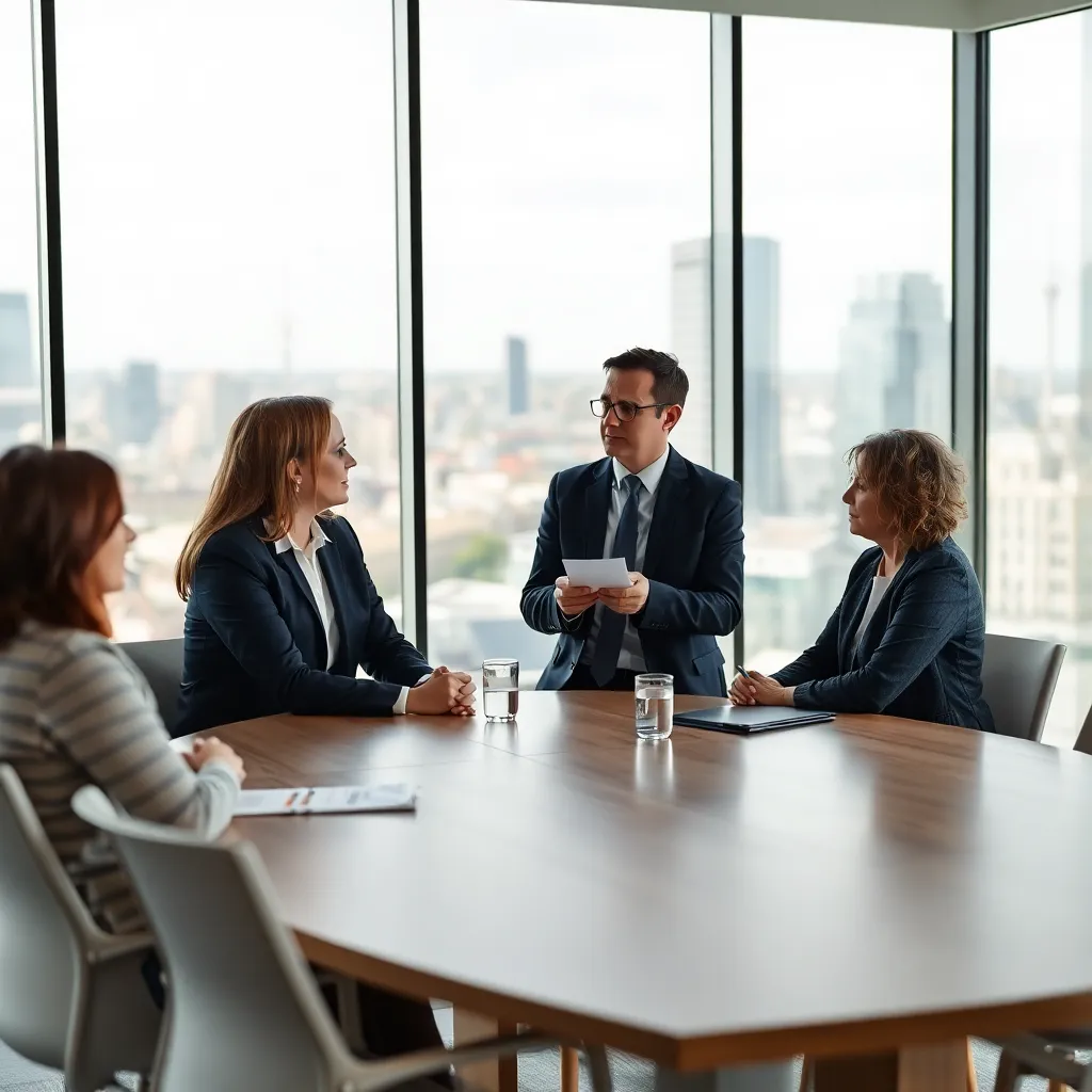 Geschäftsleute diskutieren Strategien an einem Konferenztisch